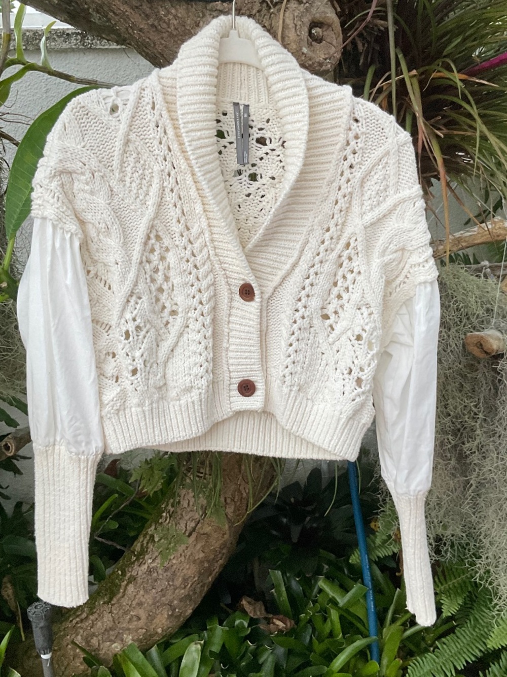 Anthropologie Short Cropped Cream Sweater